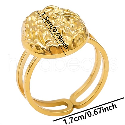 Geometric Minimalist Flat Round 304 Stainless Steel Cuff Rings DE4322-2-1