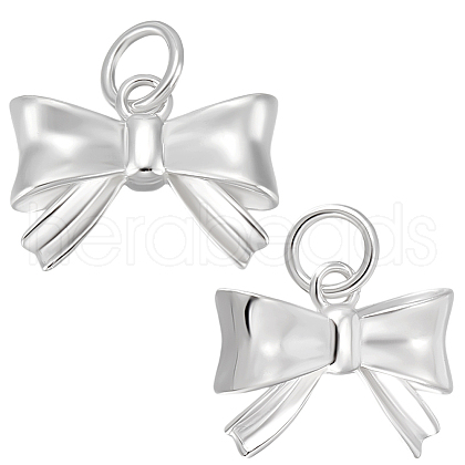 Beebeecraft 2Pcs 925 Sterling Silver Bowknot Charms STER-BBC0007-90-1