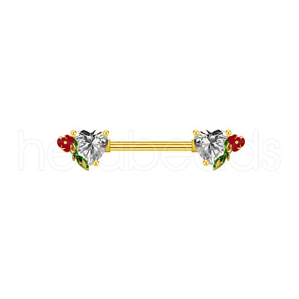 316L Surgical Stainless Steel Cubic Zirconia Heart Nipple Nail Rings WGC6B75-03-1