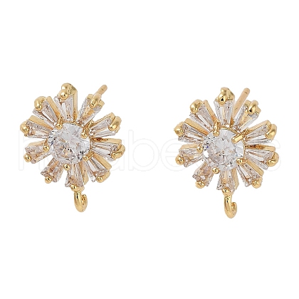 Brass Micro Pave Cubic Zirconia Studs Earring Findings KK-K364-09G-1