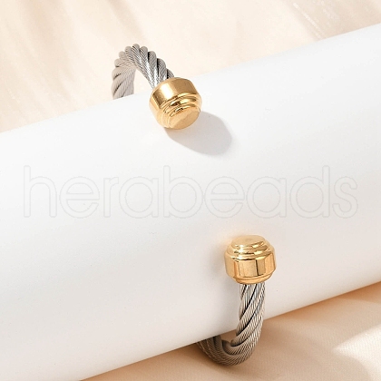 304 Stainless Steel Cuff Bangles BJEW-M136-01D-PG-1