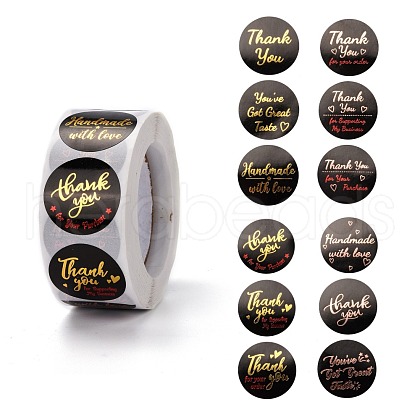 Flat Round Paper Thank You Stickers DIY-C042-08A-1