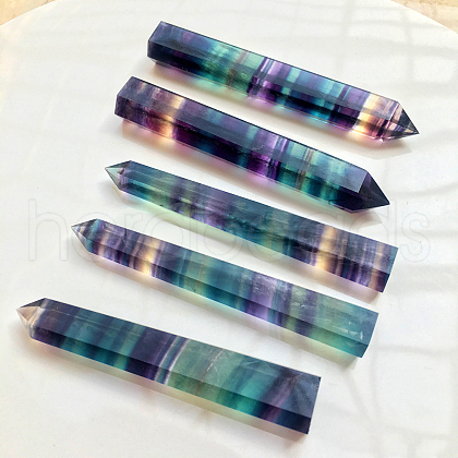Natural Colorful Fluorite Pointed Prism Bar Home Display Decoration G-PW0007-098C-1