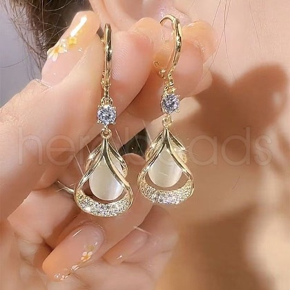 Teardrop Alloy Rhinestone Hoop Earrings FS-WG8F333-01-1