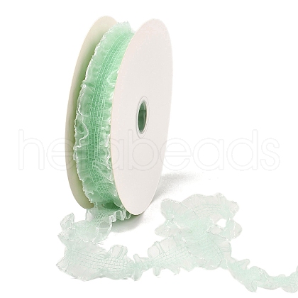 20 Yards Polyester Pleated Elastic Lace Trim SRIB-M015-01H-1