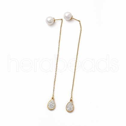 Rhinestone Geometry Dangle Stud Earrings EJEW-E278-05G-03-1