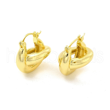 Brass Interlocking Rings Kont Hoop Earrings for Women EJEW-E273-02LG-1