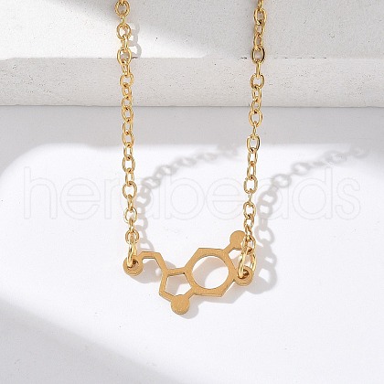 304 Stainless Steel Chemical Symbol Pendant Necklaces NJEW-Z073-03G-04-1