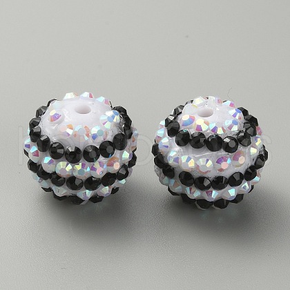 Stripe Pattern Resin Rhinestone Beads RESI-WH0034-20B-1