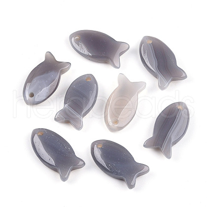 Natural Grey Agate Pendants G-N342-106C-1