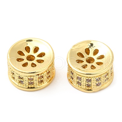 Brass Micro Pave Clear Cubic Zirconia Beads KK-I705-12G-1