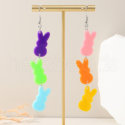 Easter Bunny Acrylic Dangle Earrings for Women's Fashion FF4277-1