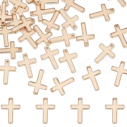 Beebeecraft 40Pcs Brass Tiny Cross Charms KK-BBC0008-22-1