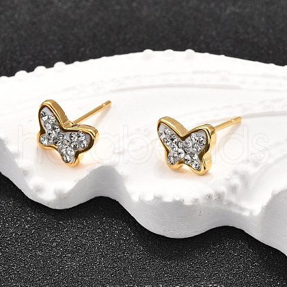 12 Pairs 304 Stainless Steel Rhinestone Stud Earrings EJEW-B135-01G-01-1