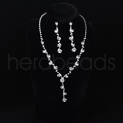 Brass Rhinestones Necklaces & Earring Sets for Women WGF929C-03-1