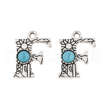 Synthetic Turquoise & Alloy Pendants PALLOY-H146-01AS-F-1