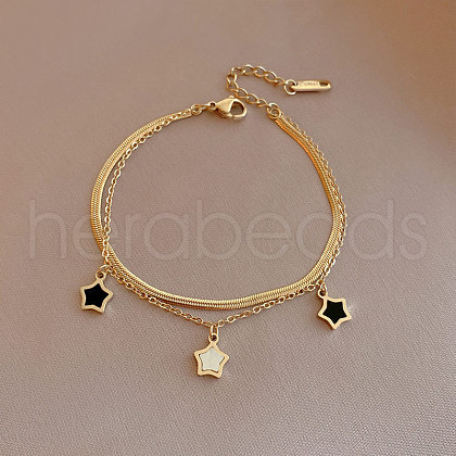 Natural Shell Star Stainless Steel Double-strand Charm Bracelets WGBAFA5-02-1