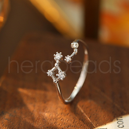 925 Sterling Silver Micro Pave Clear Cubic Zirconia Cuff Rings FS-WG4CDD9-07-1