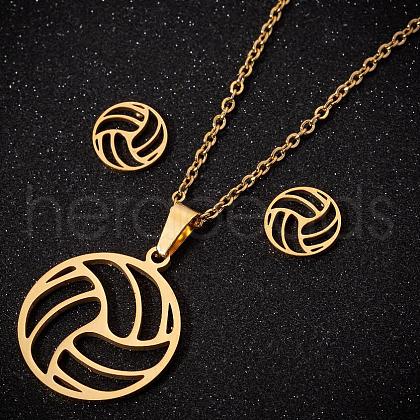 201 Stainless Steel Pendant Necklaces & Stud Earrings Sets FS-WGB00D6-05-1