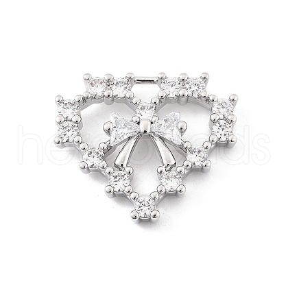Brass Micro Pave Clear Cubic Zirconia Pendants KK-K371-29B-P-1