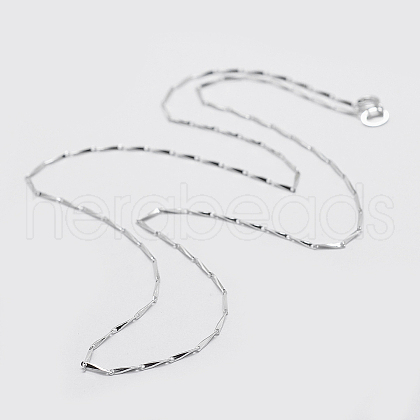 Anti-Tarnish Rhodium Plated 925 Sterling Silver Chain Necklaces STER-F039-45cm-08P-1