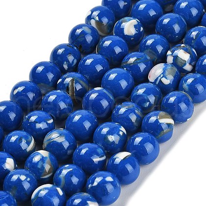 Assembled Synthetic Stone and Trochus Shell Beads Strands G-B128-08B-05-1