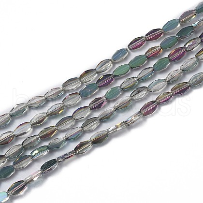 Transparent Electroplate Glass Beads Strands EGLA-J150-C01-HR03-1