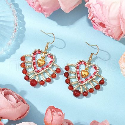 Glass Seed Beads Dangle Earrings EJEW-MZ00330-03-1