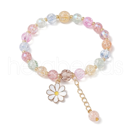 8mm Round Electroplated Crackle Glass Beaded Stretch Bracelets BJEW-JB10534-02-1