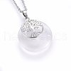 Natural Quartz Crystal Flat Round Pendants G-I357-A08-1