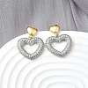 Heart Brass Dangle Stud Earrings EJEW-V011-05PG-1