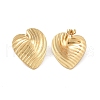 Stripe Heart 304 Stainless Steel Stud Earrings for Women EJEW-K278-26G-2