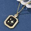 Brass Micro Pave Clear Cubic Zirconia Enamel Rectangle Pendant Necklaces for Women NJEW-S449-03B-G-1