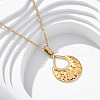 304 Stainless Steel Textured Hollow Teardrop Pendant Necklaces NJEW-H059-27G-1