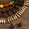 Wood with Plastic Multilayer Necklace & Round Beaded Dangle Earring FS-WGCB179-01-5
