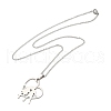 Non-Tarnish 304 Stainless Steel Cable Chain Heart with Couple Pendant Necklaces for Women NJEW-U005-01P-2