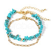 Synthetic Turquoise Beaded Bracelets Sets TW9532-1