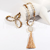 Bohemian Oval Natural Druzy Agate Tassel Pendant Necklaces FS-WGAFDEB-04-1