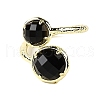 Round Natural Obsidian Open Cuff Rings RJEW-C087-02G-05-2