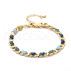 Heart Brass Enamel Curb Chains Bracelets for Women BJEW-B125-03G-4