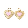 Heart Brass Enamel Pendants KK-G435-07G-02-2