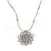 Tibetan Style Engraved Flower Alloy Pendant Necklaces for Women FS-WGE3882-01-5