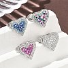 Heart Brass Micro Pave Cubic Zirconia Cuff Rings for Women RJEW-A069-12P-1