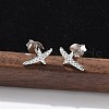 925 Sterling Silver Clear Cubic Zirconia Stud Earrings EJEW-Q032-01D-P-1