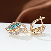 Leaf Brass Micro Pave Cubic Zirconia Hoop Earrings WG08CC9-12-2