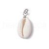 Natural Cowrie Shell Pendants PALLOY-JF03711-02-2