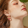 FIBLOOM 4 Pairs 4 Colors Polymer Clay Donut Dangle Stud Earrings with Iron Pins EJEW-FI0003-02-5