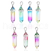 14Pcs 7 Colors Faceted Bullet Glass Pointed Pendants GLAA-CJ0001-71-1