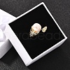 Mother's Day Jewellery Round Natural Pearl Finger Rings RJEW-P113-22G-3