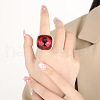 Rectangle 304 Stainless Steel with Glass Finger Rings FS-WG61EEA-08-3